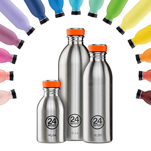 24Bottles Botella de agua súper ligera | Botella reutilizable de acero inoxidable sin BPA | Urban Bottle | Diseño original italiano (Lagoon Blue, 500 ml)