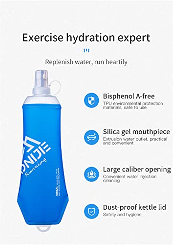 250ml/450ml/500ml Soft Flask Botella de Agua Plegable Suave Matraz sin BPA para Correr Ciclismo Senderismo (500ML-New-2PCS)
