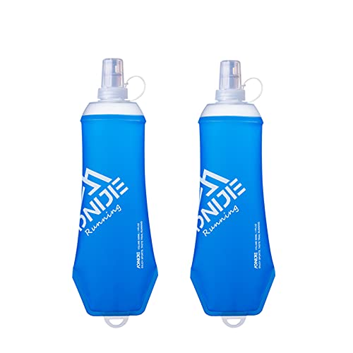 250ml/450ml/500ml Soft Flask Botella de Agua Plegable Suave Matraz sin BPA para Correr Ciclismo Senderismo (500ML-New-2PCS)
