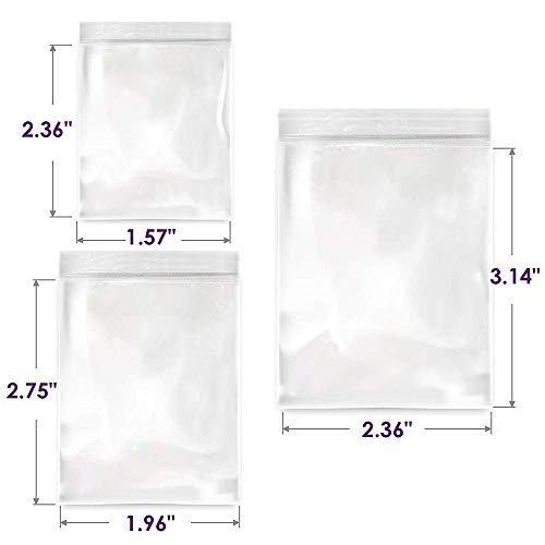 300pcs Bolsas de Plástico Transparente con Cierre Zip para Alimentos Galletas Caramelos Bombones Regalos Joyerías Boda Navidad Fiesta 1.5" x 2.3", 2" x 2.7", 2.4" x 3"
