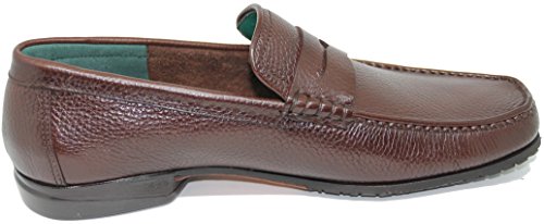 3145.Zapato Mocasín con Antifaz,Piel Becerro Grabado de Primera Calidad,Color Marrón.Fabricado a Mano EN Inca Mallorca España (9)
