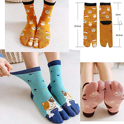 5 pares de calcetines japoneses de gato de dibujos animados calcetines Geta calcetines de algodón elegantes calcetines casuales