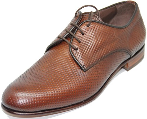 5428.Zapato Cordones Pala Lisa,Piel Becerro de Primera Calidad,Color Marrón.Fabricado a Mano EN Inca Mallorca España (8.5)