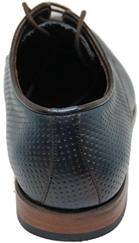 5429.Zapato Cordones Pala Lisa,Piel Becerro de Primera Calidad,Color Azul.Fabricado a Mano EN Inca Mallorca España (7.5)