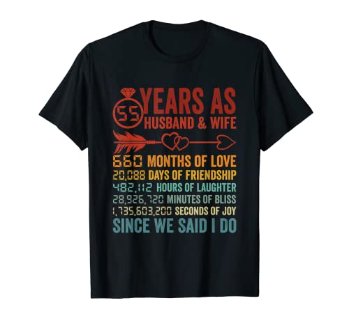 55 Años 660 Meses Cuenta regresiva de vida matrimonial 55 aniversario Camiseta