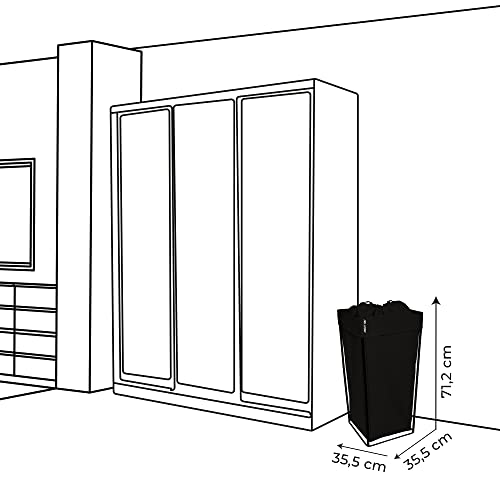 ABOUT YOU The Cage - Cesto para la ropa sucia con bolsa separada y con cierre, espacioso y estable, con tapa para ropa, cesta de metal de diseño negro (negro)
