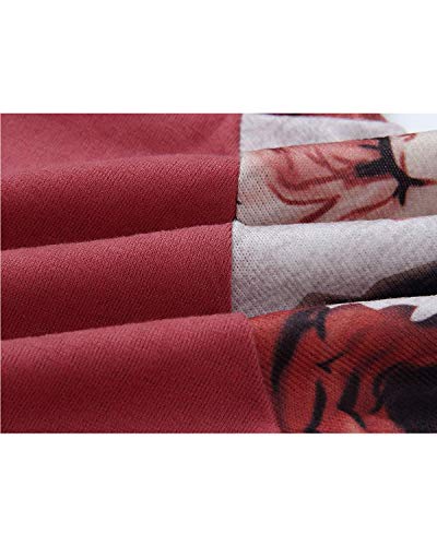 ABYOVRT Mujer Sudadera con Capucha Manga Larga Jerséis Sueltos Sudadera con Estampado la Camiseta Otoño Invierno Mujer Chándal,Rojo,XXL