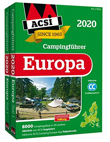 ACSI Internationaler Campingführer Europa 2020: in 2 Bänden inkl. Ermässigungskarte und ACSI Camping Europa-App Rabattcode.
