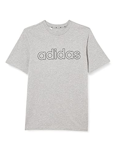 adidas B Lin T T-Shirt, Boys, Medium Grey Heather/Bold Blue, 1112