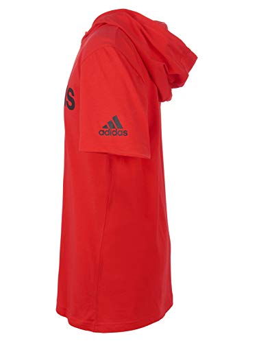 adidas Boys' Big Short Sleeve Hooded T-Shirt (Medium, Vivid Red)