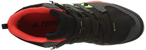 adidas Terrex Swift R2 Mid GTX, Zapatillas para Carreras de montaña Hombre, Núcleo Negro/Rojo Solar/Verde De Señal, 41 1/3 EU