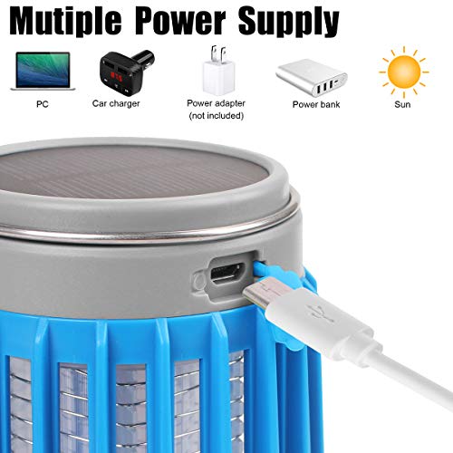 AICase eléctrica, 10 W LED Solar lámpara antimosquitos con luz UV y Red de Alta tensión, Impermeable IP67, Azul