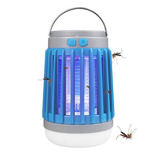 AICase eléctrica, 10 W LED Solar lámpara antimosquitos con luz UV y Red de Alta tensión, Impermeable IP67, Azul