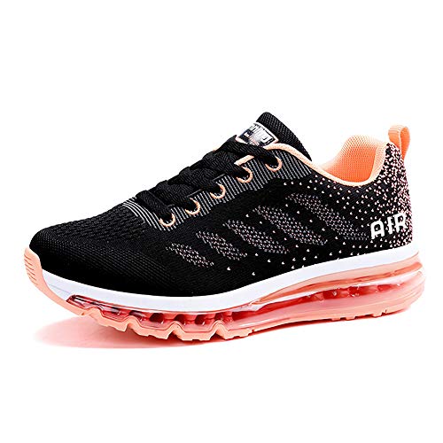 Air Zapatillas de Running para Hombre Mujer Zapatos para Correr y Asfalto Aire Libre y Deportes Calzado Unisexo Black Orange 41