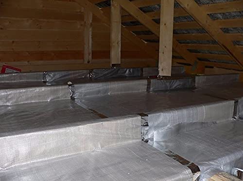 Aislante Térmico Reflexivo (10 x 0,6 m) con Cinta de Aluminio (10m) - para aislamiento de cajas de persianas, radiadores, paredes, vehículos, remolques, techos, garajes… - Antihumedades