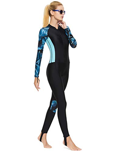 Aivtalk Traje de Buceo Mujer Manga Larga Protección Solar Cómodo Traje de Surf Elástico Bañador para Natación Esnórquel Azul M