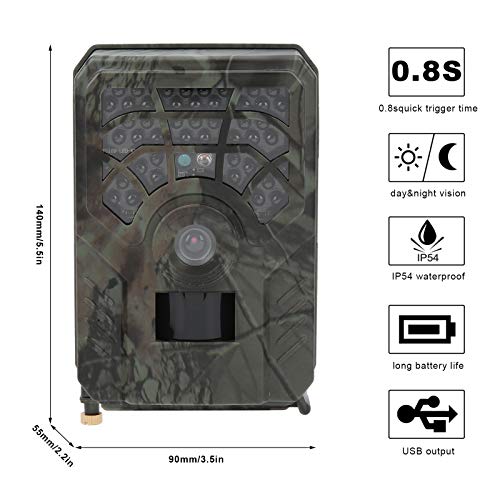 Akozon Mini cámara de Seguimiento Cámara de Caza de Alta definición PR300C Impermeable Cámara de visión Nocturna infrarroja portátil para Vida Silvestre