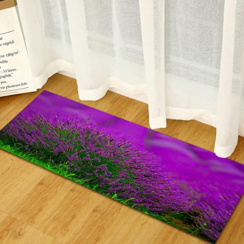 Alfombra de puerta de flor de lavanda púrpura antideslizante alfombra de baño puerta piso cinta de inodoro cama cabeza Mat entrada al aire libre área alfombra NO.11 60x180cm