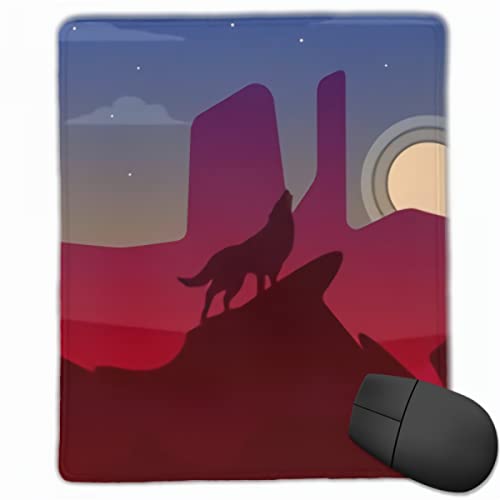 Alfombrilla de ratón con paisaje del desierto con un lobo aullando para ordenador portátil Mousepads Gaming Office Home Desk Accesorio Gadget