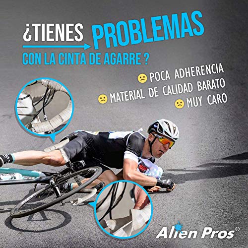 Alien Pros - Cinta para Manillar de Bicicleta (Juego de 2, Blanco), Color Azul, Goma EVA para Mejorar la Sujeción de tu Bici, Disponibles También en Negro, Rojo, Blanco, Rosa y Verde