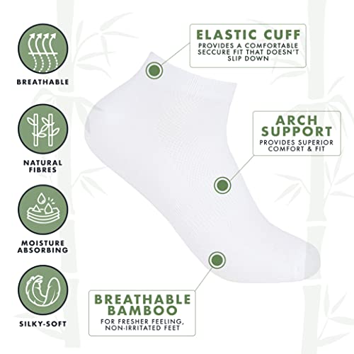 All Things Accessory 3 pares de calcetines de bambú para mujer, transpirables, absorben la humedad, talla EU 37-42 (Blanco)