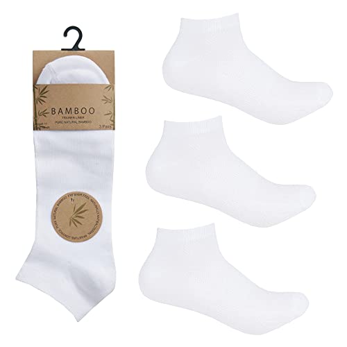 All Things Accessory 3 pares de calcetines de bambú para mujer, transpirables, absorben la humedad, talla EU 37-42 (Blanco)