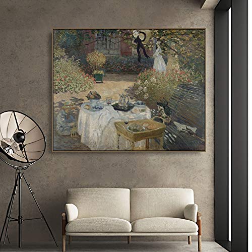 Almuerzo del artista de Monet en el parque Mural Poster Print Lienzo Pintura Caligrafía Decoración Sala de estar Sin marco Decoración Pintura O64 70x100cm