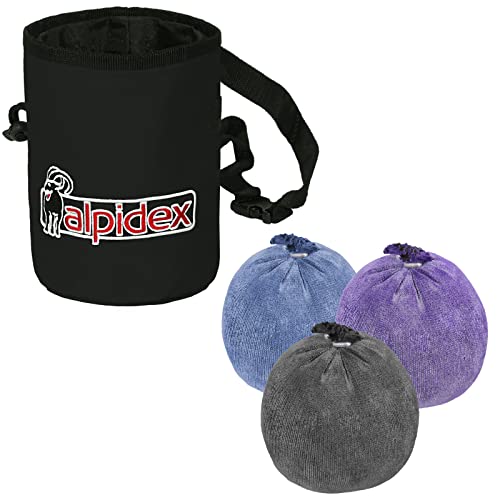 ALPIDEX Bolsa Tiza Chalk Bag + 3 x Bola Tiza 60 g Chalk Ball