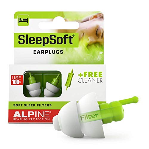 Alpine SleepSoft Tapones para los oídos para dormir - Bloquea los ronquidos y mejora el sueño - Filtros suaves diseñados para dormir - Material hipoalergénico cómodo - Tapones reutilizables