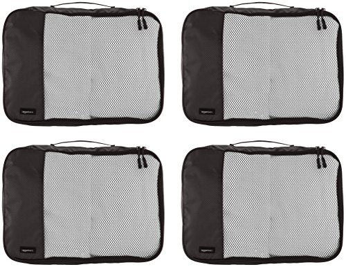 Amazon Basics - Bolsas de equipaje medianas (4 unidades), Negro