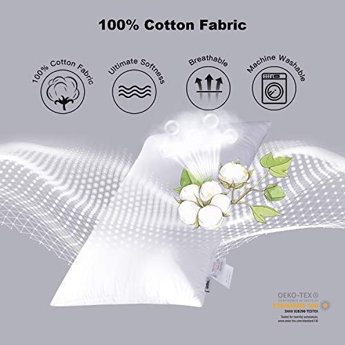 Amazon Brand - Umi Pack de Dos Almohadas de Plumas de Ganso Blancas con Tela 100% de algodón (48 x 74 cm，firmeza Mediana)