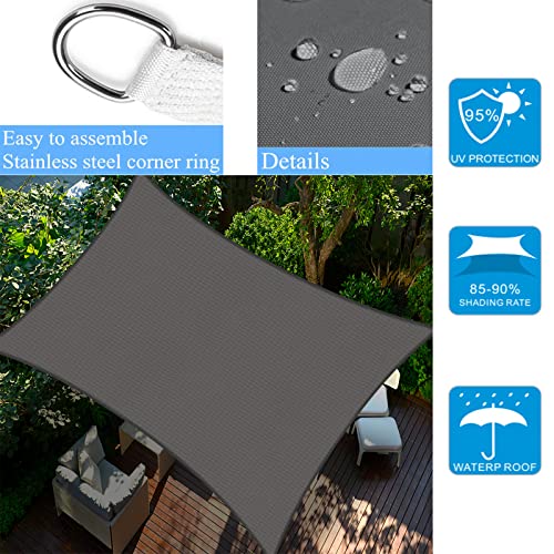 Amazon Brand - Umi Toldo Vela de Sombra Rectangular 4x6m protección Rayos UV 95% Impermeable para Patio Exteriores Jardín Terrazas--Antracita