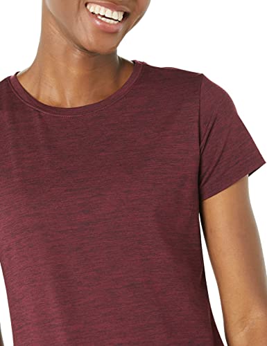 Amazon Essentials 2-Pack Tech Stretch Short-Sleeve Crew T-Shirt Athletic-Shirts, Burgundy Space Dye/Black, Medium
