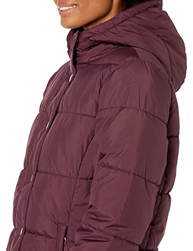 Amazon Essentials Heavy-Weight Hooded Puffer Coat Dress-Coats, Burgundy, US L (EU L - XL)