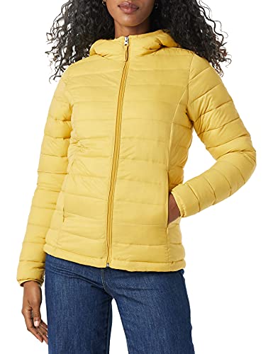 Amazon Essentials Lightweight Water-Resistant Packable Hooded Puffer Jacket Chaqueta, Amarillo Oscuro, S
