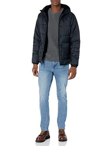 Amazon Essentials Long-Sleeve Water-Resistant Sherpa-Lined Puffer Jacket Chaqueta de transición, Negro, XL