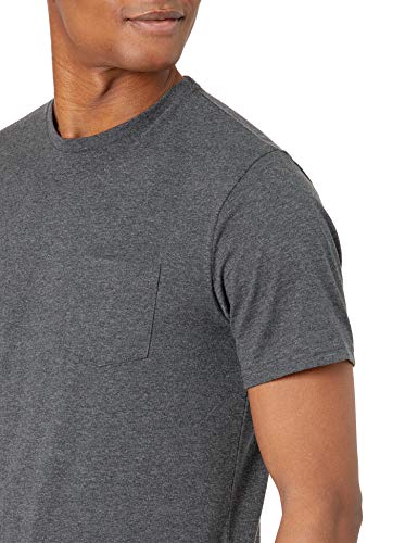 Amazon Essentials Pack de 2 Camisetas Ajustadas con Bolsillo y Cuello Redondo Fashion-t-Shirts, Rosa Intenso/Carbón Mezcla, XS