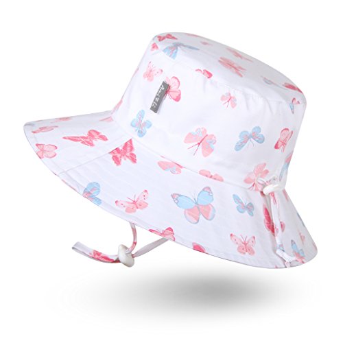 Ami & Li tots Niña Sombrero de Sol Bob Ajustable para Bebé Niña Niño Infantil Niños Pequeños Sombrero Protección Solar UPF 50 Unisexo-L:Mariposas Pastel