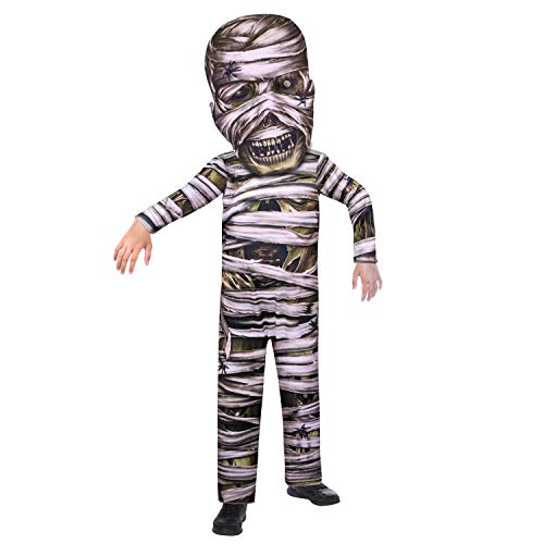 amscan 9907134 – Disfraz infantil de momia, mono, capucha con máscara integrada, disfraz terror, película de terror, fiesta temática, carnaval, Halloween