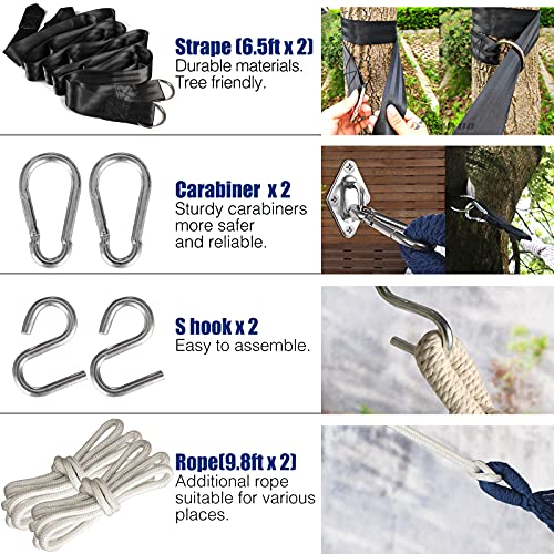 Anyoo Hamaca de Algodón para Jardín con Barra de Madera Curvada de 40 cm Hamaca Cómoda Portátil con Bolsa de Viaje Compacta, Patio Interior / Exterior