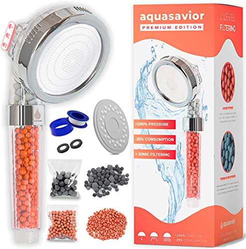 Aquasavior Alcachofa ducha alta presión 200%, teléfono ducha con filtro iónico antical, cabezal ducha baño 35% ahorro agua, mango ducha baño 3 modos