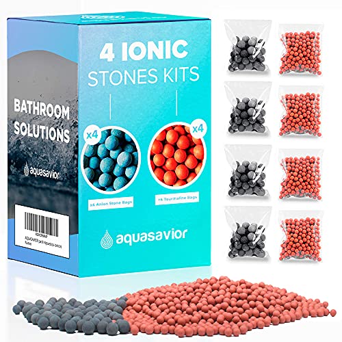 AQUASAVIOR Pack 8 bolsas de bolas minerales iónicas de repuesto, reemplazo de piedras bioactivas de iones negativos para alcachofas de ducha iónicos
