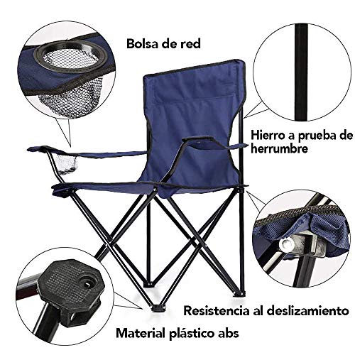 Arcoiris Silla de Camping, 2 Unidades, Silla de Acampada Plegable (Azul, 2 Pack)