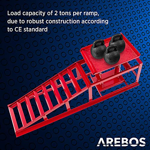 Arebos Rampa hidráulica ajustable | Gatos para coche | Soportes de ejes | Rampas de carga para vehículos | 2 T | de levantamiento y carga