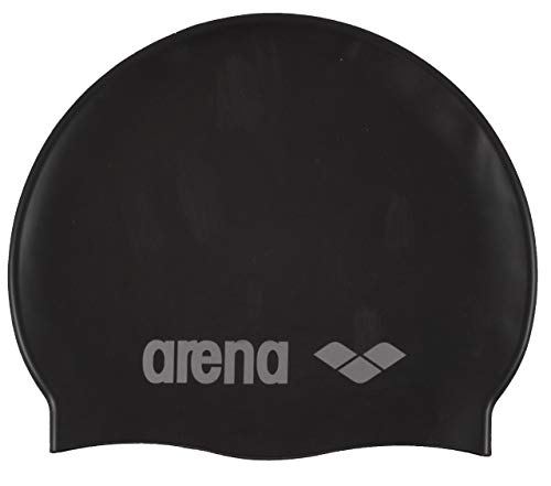 Arena Classic Jr Gorro de Natación, Infantil, Negro (Black/Silver), Talla Única