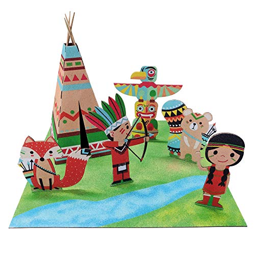 Arenart | Pack 6 Láminas de Campamento Indio 30x40cm | para Pintar con Arenas de Colores | Manualidades para Niños | Dibujo Infantil | +6 años