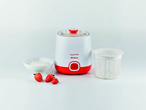 Ariete 621 Yogurtera, Capacidad 1 litro, 20 W, 12 Horas preparación, Tapa Doble, diseño Compacto Apto lavavajillas, Plástico, Blanco/Naranja