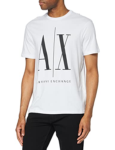 Armani Exchange Icon T Camiseta, Blanco (White W/Black Print 5100), Medium para Hombre