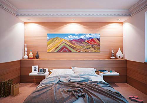 Art Print Cafe – Cuadro en Canvas, Foto montañas – Pangea Images, Vinicunca Rainbow Mountain, Peru – Impresion sobre Lienzo 100x35 cm
