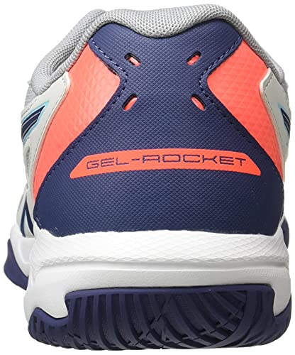 Asics Gel-Rocket 10, Zapatillas de vóleibol Hombre, Glacier Grey/Sunrise Red, 43.5 EU